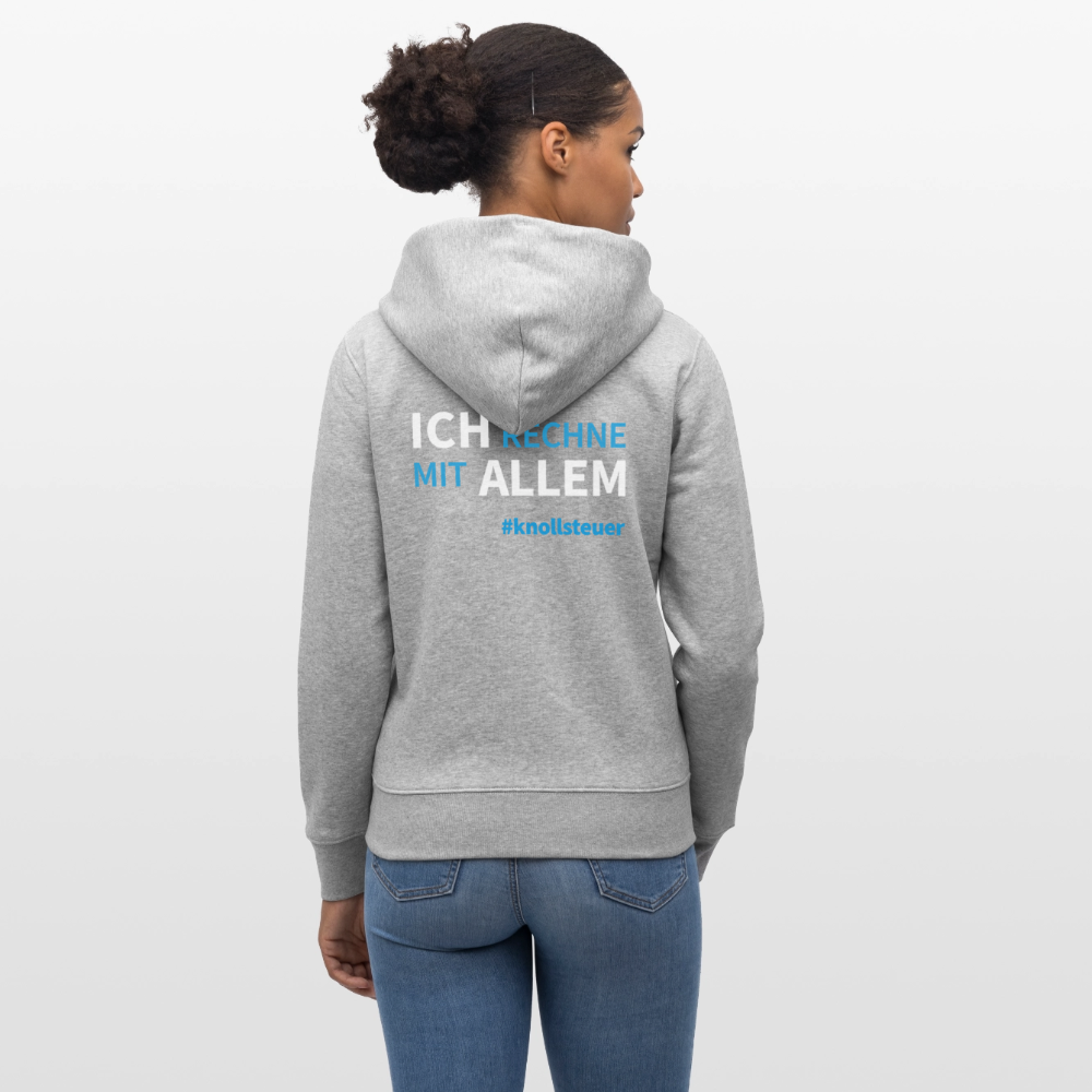Unisex Bio-Kapuzenjacke ICH RECHNE MIT ALLEM - Grau meliert