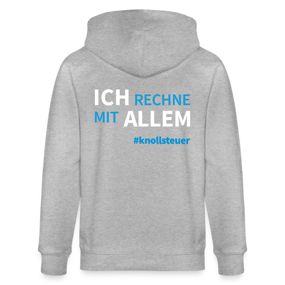 Unisex Bio-Kapuzenjacke ICH RECHNE MIT ALLEM - Grau meliert