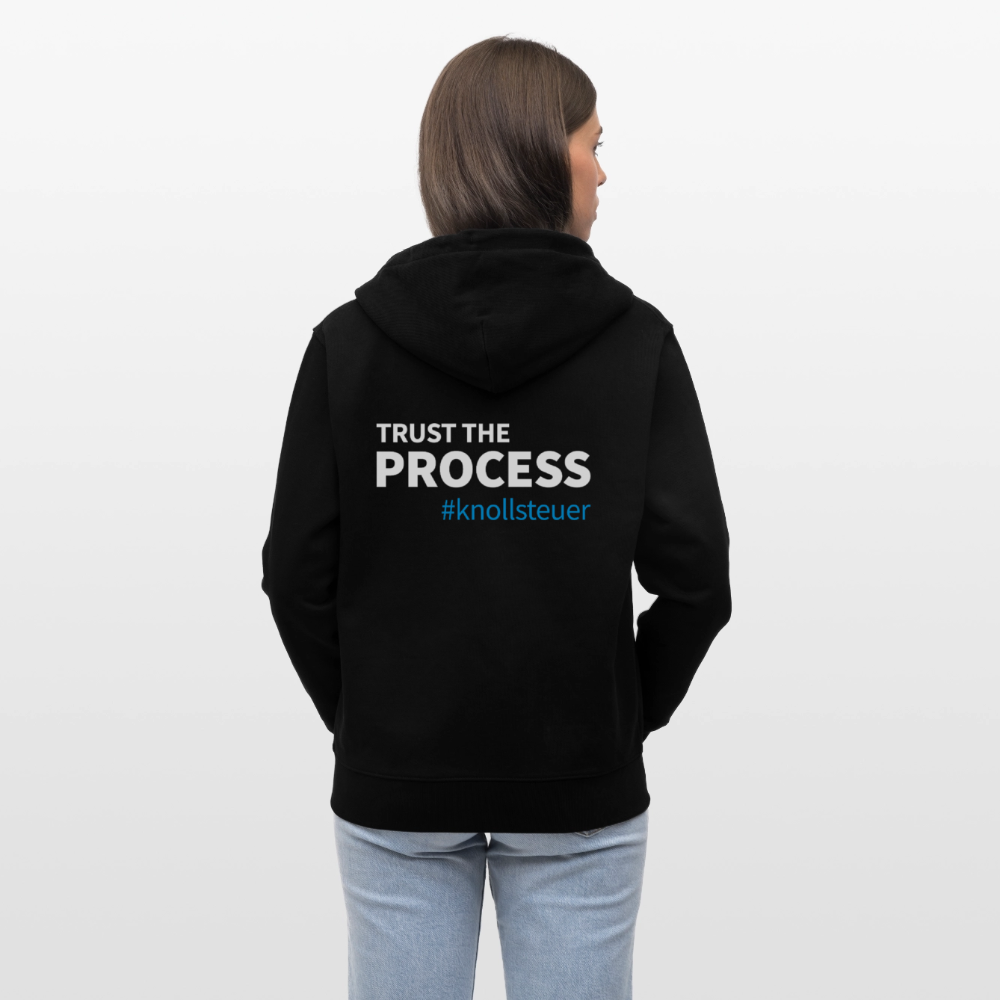 Unisex Bio-Kapuzenjacke TRUST THE PROCESS - Schwarz