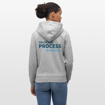 Unisex Bio-Kapuzenjacke TRUST THE PROCESS - Grau meliert