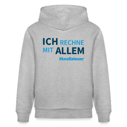 Unisex Bio-Hoodie ICH RECHNE MIT ALLEM white/grey - Grau meliert