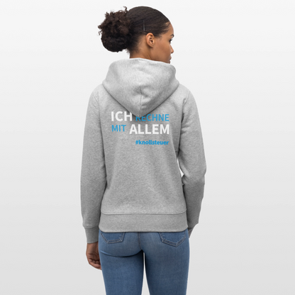 Unisex Bio-Kapuzenjacke ICH RECHNE MIT ALLEM - Grau meliert